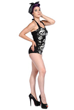Laden Sie das Bild in den Galerie-Viewer, Badeanzug Skull Roses, Schwarz