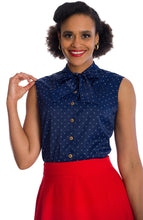 Laden Sie das Bild in den Galerie-Viewer, Bluse Sea Scape, Navy