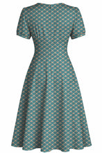 Laden Sie das Bild in den Galerie-Viewer, Swingkleid Julia 40's Teekleid, Blaugrün