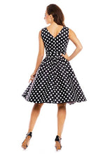 Laden Sie das Bild in den Galerie-Viewer, Swingkleid May Polkadot, Schwarz
