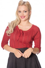 Laden Sie das Bild in den Galerie-Viewer, Feinstrick- Pulli, Belle Bow Pointelle, Rostrot