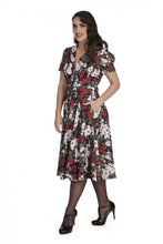 Laden Sie das Bild in den Galerie-Viewer, Swingkleid Dark Rose , Navy