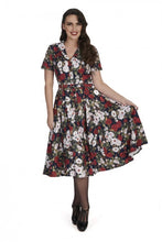 Laden Sie das Bild in den Galerie-Viewer, Swingkleid Dark Rose , Navy