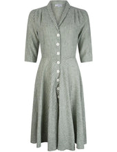 Laden Sie das Bild in den Galerie-Viewer, Kleid D’laine Stripe Leinen, Oliv