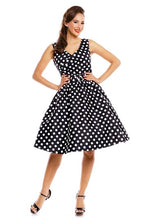 Laden Sie das Bild in den Galerie-Viewer, Swingkleid May Polkadot, Schwarz
