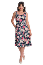 Laden Sie das Bild in den Galerie-Viewer, Swingkleid Rose Bloom, Navy