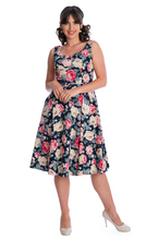 Laden Sie das Bild in den Galerie-Viewer, Swingkleid Rose Bloom, Navy