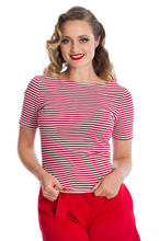 Laden Sie das Bild in den Galerie-Viewer, Top Szizzle Stripe, Rot-Weiß