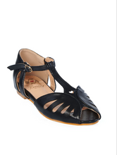 Laden Sie das Bild in den Galerie-Viewer, Retro Sandale Secret Love Flats, Schwarz
