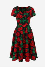 Laden Sie das Bild in den Galerie-Viewer, Swingkleid Dolce Vita 50's, Schwarz-Rot.