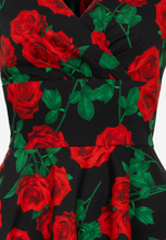 Laden Sie das Bild in den Galerie-Viewer, Swingkleid Dolce Vita 50's, Schwarz-Rot.