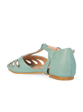 Laden Sie das Bild in den Galerie-Viewer, Retro Sandale Secret Love Dapper Flats, Mint-Türkis