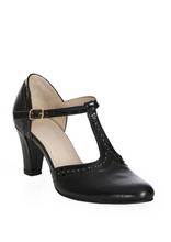 Laden Sie das Bild in den Galerie-Viewer, Vintage Riemchen Pumps Galore, Schwarz (Echtleder)