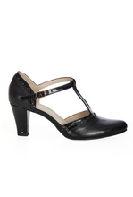 Laden Sie das Bild in den Galerie-Viewer, Vintage Riemchen Pumps Galore, Schwarz (Echtleder)