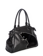 Laden Sie das Bild in den Galerie-Viewer, Tasche Sabrina, Schwarz mit Katzenapplikation