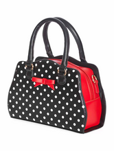 Laden Sie das Bild in den Galerie-Viewer, Tasche Poppy Polka, Schwarz/Rot/Weiß
