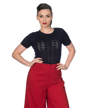 Laden Sie das Bild in den Galerie-Viewer, Feinstrick Pulli Nautical ,Schwarz, Plus Size