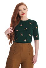 Laden Sie das Bild in den Galerie-Viewer, Feinstrick-Pulli Ruby Sweet Deer, Hirschmotiv, Grün