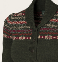 Laden Sie das Bild in den Galerie-Viewer, Cardigan The Fair Isle, Merinowolle, Pine Green