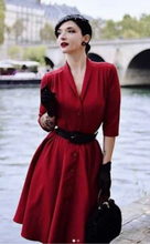Laden Sie das Bild in den Galerie-Viewer, Vintage-Kleid D'Laine Gabardine,Rot