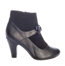 Laden Sie das Bild in den Galerie-Viewer, Vintage Wings Ankle Boot mit Zierschleife, Kunstleder Schwarz