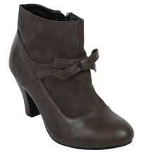 Laden Sie das Bild in den Galerie-Viewer, Vintage Wings Ankle Boot mit Zierschleife, Kunstleder Schwarz