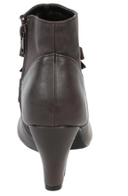 Laden Sie das Bild in den Galerie-Viewer, Vintage Wings Ankle Boot mit Zierschleife, Kunstleder Schwarz