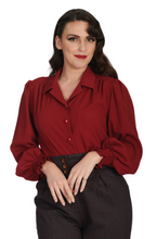 Laden Sie das Bild in den Galerie-Viewer, Retro Bluse Bonnie, Burgundy