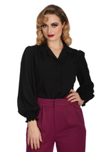 Laden Sie das Bild in den Galerie-Viewer, Retro Bluse Bonnie, Schwarz