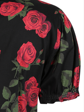 Laden Sie das Bild in den Galerie-Viewer, Retro-Bluse Lilly Romantic mit Rosen, Schwarz