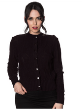 Laden Sie das Bild in den Galerie-Viewer, Cardigan Midnight Daze mit Zopfmuster, Schwarz