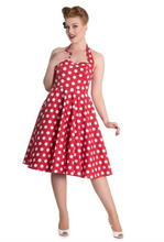 Laden Sie das Bild in den Galerie-Viewer, Neckholder Swingkleid Miriam Polka, Rot