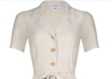 Laden Sie das Bild in den Galerie-Viewer, Hemdblusenkleid 40's ,Revers Dress Midi ,Linen-Natur