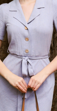 Laden Sie das Bild in den Galerie-Viewer, Hemdblusenkleid 40's,Revers Dress Straight Linen, Lavendel