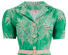Laden Sie das Bild in den Galerie-Viewer, Hemdblusenkleid Charlene Ruby, 40's Emerald Palm, Grün