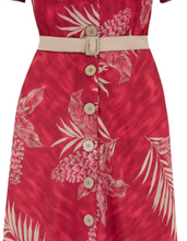 Laden Sie das Bild in den Galerie-Viewer, Hemdblusenkleid Charlene Ruby 40's, Palm, Rot