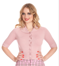 Laden Sie das Bild in den Galerie-Viewer, Cardigan April mit Bubikragen und Druckknöpfen, Blush-Rosa