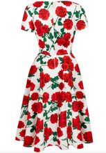 Laden Sie das Bild in den Galerie-Viewer, Swingkleid Dolce Vita 50's, Weiss-Rot , Plus Size