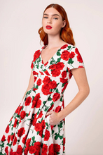 Laden Sie das Bild in den Galerie-Viewer, Swingkleid Dolce Vita 50's, Weiss-Rot