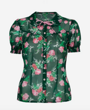 Laden Sie das Bild in den Galerie-Viewer, Bluse Mabel Roses,40's, Grün