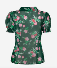 Laden Sie das Bild in den Galerie-Viewer, Bluse Mabel Roses,40's, Grün