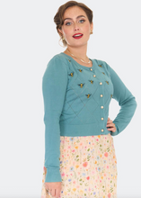 Laden Sie das Bild in den Galerie-Viewer, Cardigan Bee 50's mit Bienenmotiv