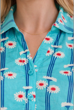 Laden Sie das Bild in den Galerie-Viewer, Swingkleid Jonie Gerbera mit Gerberablühten, Blau, Plus Size