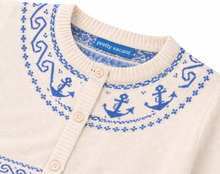 Laden Sie das Bild in den Galerie-Viewer, Cardigan mit Anker-Motiv, Creme-Blau