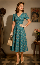 Laden Sie das Bild in den Galerie-Viewer, Swingkleid Julia 40's Teekleid, Blaugrün