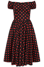Laden Sie das Bild in den Galerie-Viewer, Pünktchen-Kleid Marilyn Spot, Schwarz-Rot