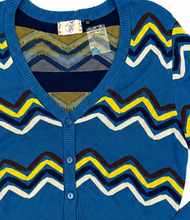 Laden Sie das Bild in den Galerie-Viewer, Cardigan Good Vibes mit Zick-Zack Muster, Blau
