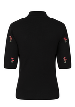 Laden Sie das Bild in den Galerie-Viewer, Kurzarm Pullover Mushroom Dreams,Schwarz