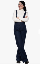 Laden Sie das Bild in den Galerie-Viewer, Hose High-Waist Wide-Leg Dungarees, Dark Blue