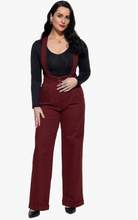 Laden Sie das Bild in den Galerie-Viewer, Hose High-Waist Wide-Leg Dungarees, Bordeaux